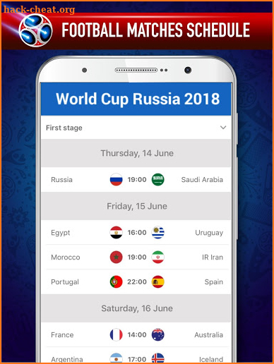 ⚽ World Cup 2018 Russia - Football Schedule Fifa screenshot
