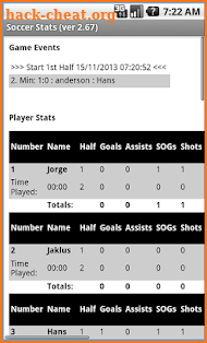 Soccer Stats w/ Timer screenshot