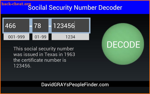 Social Security # Decoder screenshot