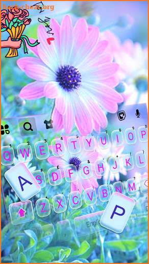 Soft Pink Flower Keyboard Background screenshot