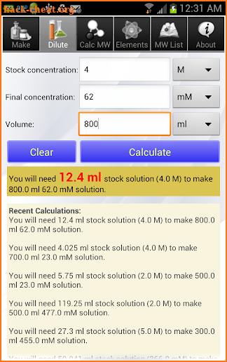 Solution Calculator Lite screenshot