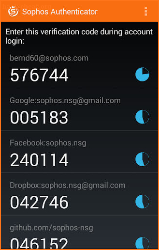 Sophos Authenticator screenshot