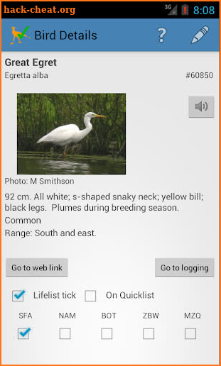 South Africa Birding Checklist screenshot
