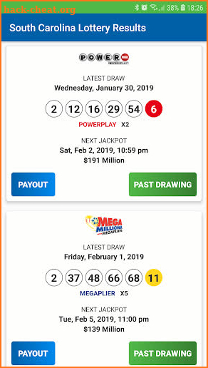 South Carolina Lottery Results screenshot