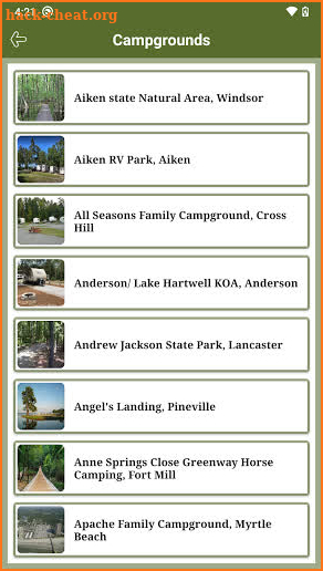 South Carolina State RV Parks & Campgrounds screenshot