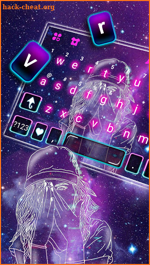 Space Girl Galaxy Keyboard Background screenshot