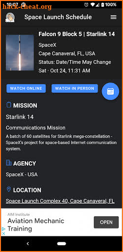 Space Launch Schedule screenshot