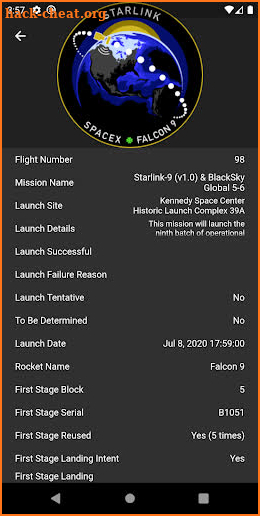 SpaceX Flights screenshot
