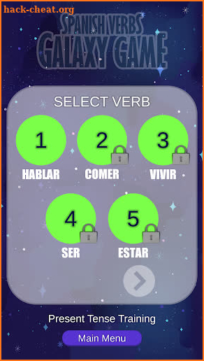 Spanish Verbs Galaxy Game screenshot
