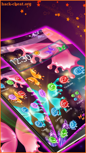 Sparkle Colorful Neon Butterfly Theme screenshot