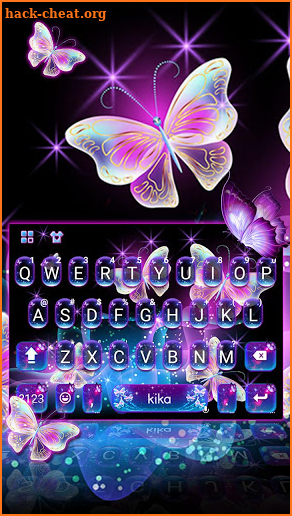 Sparkle Neon Butterfly Keyboard Theme screenshot