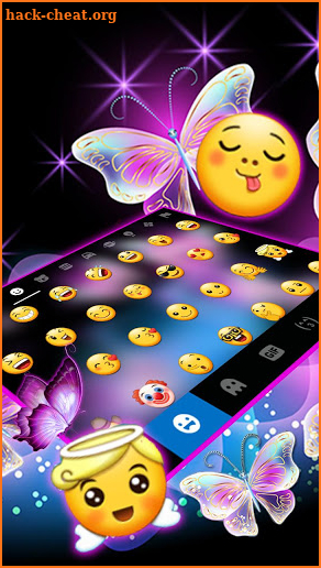 Sparkle Neon Butterfly Keyboard Theme screenshot
