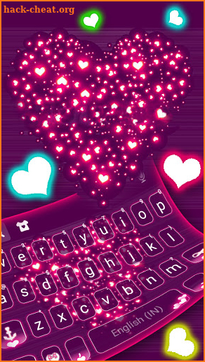 Sparkle Neon Heart Keyboard Background screenshot
