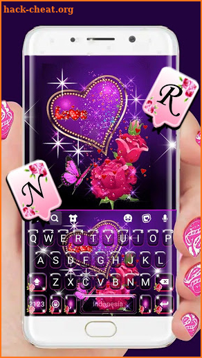 Sparkle Purple Heart Keyboard Background screenshot