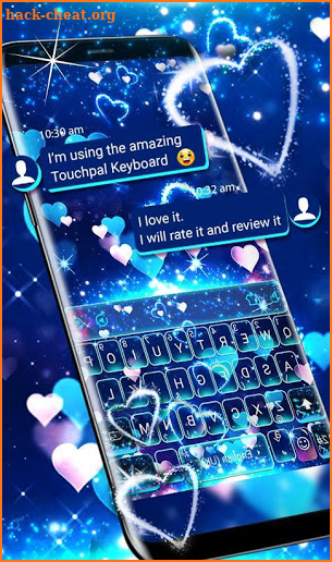 Sparkling Blue Heart Keyboard Theme screenshot