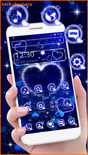Sparkling Blue Heart Theme screenshot