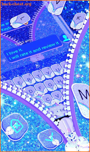 Sparkling Blue Zipper Keyboard Theme screenshot
