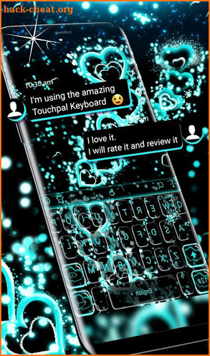 Sparkling Cyan Heart Keyboard Theme screenshot