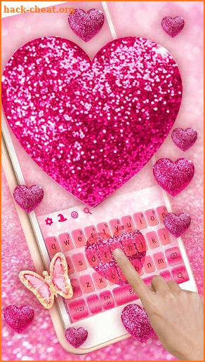 Sparkling Heart Pink Diamonds Keyboard screenshot