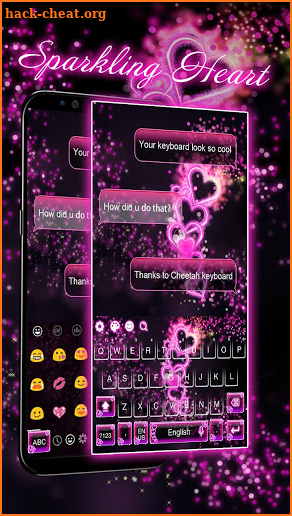 Sparkling Neon Heart keyboard theme screenshot
