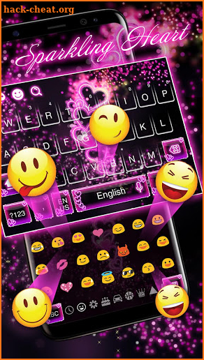 Sparkling Neon Heart keyboard theme screenshot