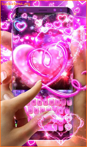 Sparkling Neon Hearts Keyboard Theme screenshot