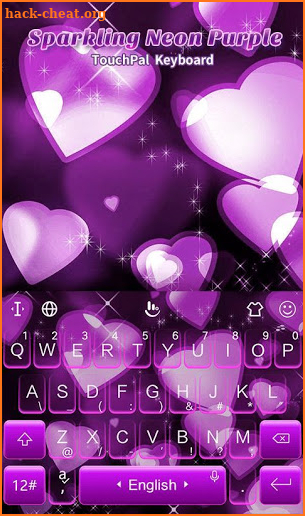 Sparkling Neon Purple Love Heart Keyboard Theme screenshot