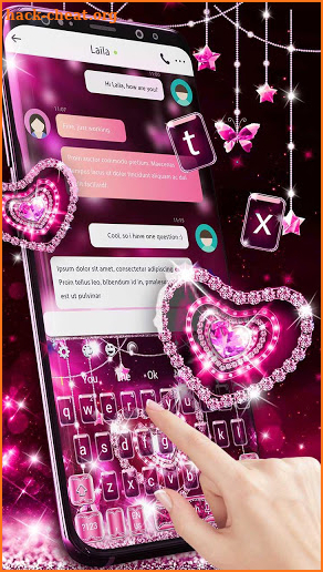 Sparkling Pink Diamond Heart Keyboard screenshot