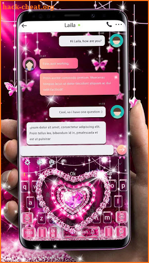 Sparkling Pink Diamond Heart Keyboard screenshot