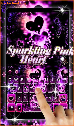 Sparkling Pink Heart Keyboard Theme screenshot