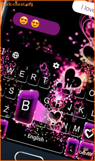Sparkling Purple Heart Keyboard Theme screenshot