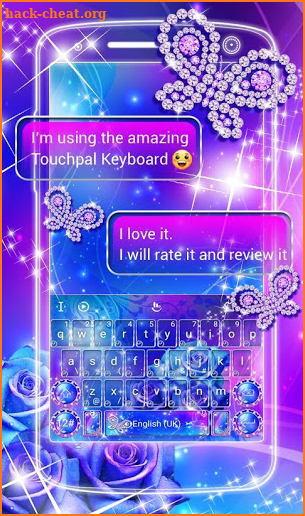 Sparkling Rose Butterfly Keyboard Theme screenshot