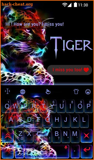 Sparkling Tiger Neon Keyboard Theme screenshot