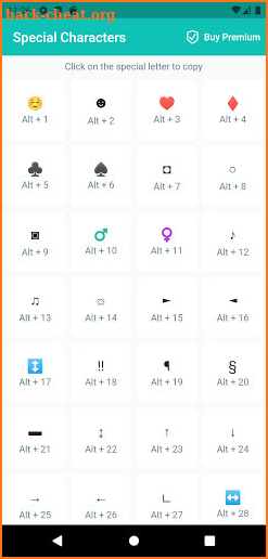 Special Characters screenshot