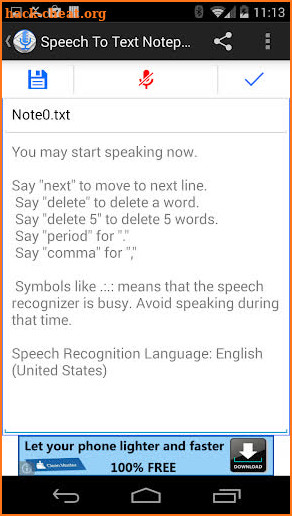 Speech To Text Notepad screenshot