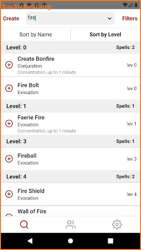 Spell List D&D 5th Edition screenshot