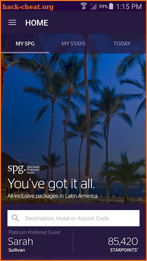 SPG: Starwood Hotels & Resorts screenshot