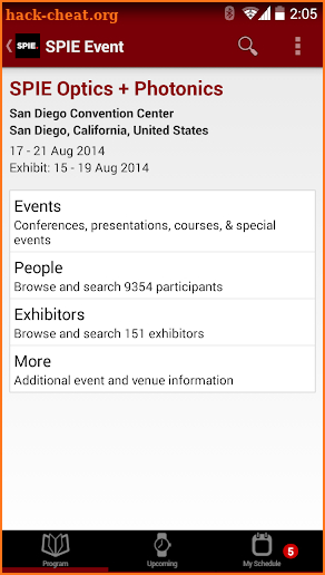 SPIE Conferences screenshot