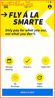 Spirit Airlines Check-in screenshot