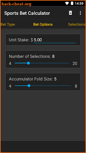 Sports Bet Calculator screenshot