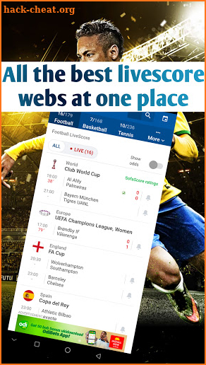 Sports web screenshot