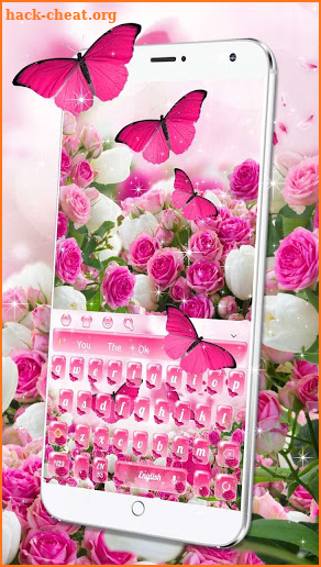 Spring Pink Butterfly Keyboard screenshot