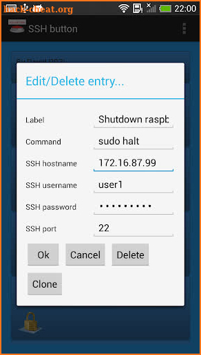 SSH button screenshot