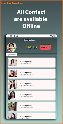 Sssniperwolf game, call ,chat screenshot