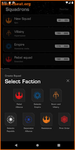 Star Wars X-Wing Second Edition Squad Builder screenshot