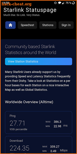 Starlink Status screenshot