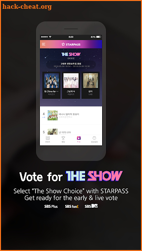 STARPASS - idol fandom app, SBS MTV The Show vote screenshot