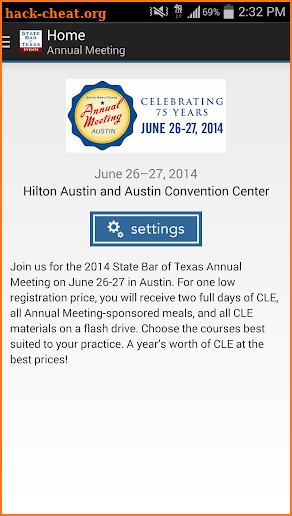 State Bar of Texas Events screenshot