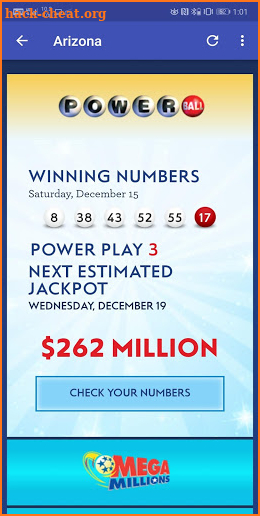 State Lottery Results screenshot