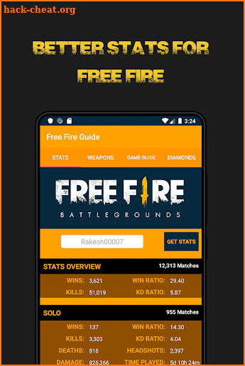 Stats for Free Fire - Weapons and Pro guide screenshot